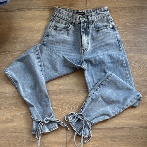 Nasty Gal High-Waisted Blue Jeans with Tie Details